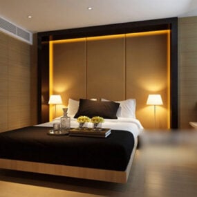 非常にシンプルな寝室のインテリア 3D モデル