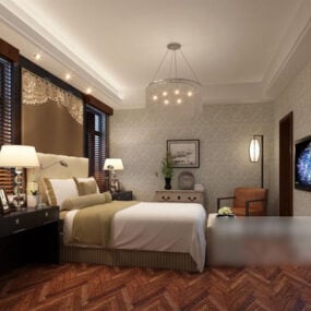 Hjem eller hotel Soveværelse Enkelt interiør 3d-model