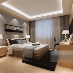 Interior de dormitorio moderno y sencillo modelo 3d