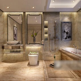 Královský luxusní interiér toalety 3D model