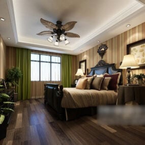 Bedroom Design With Fan Interior 3d model