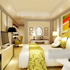 Modern Hotel Bedroom Interior 3d model