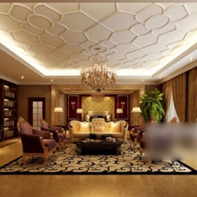新中式客厅室内V5 3d模型