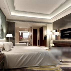 Simple European Style Bedroom Interior V3 3d model
