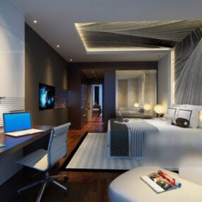 Länsi-makuuhuoneen kattosuunnittelu sisätilojen 3D-malli