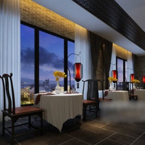 Kinesisk restaurang inredning interiör 3d-modell
