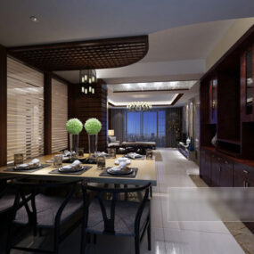 中式餐厅室内3d模型