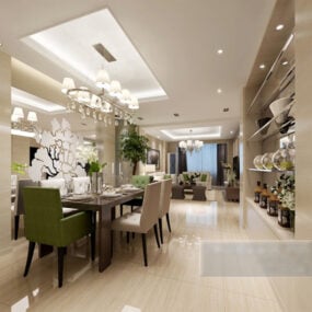 Modern Minimalist Restaurant Interior V1 3d model