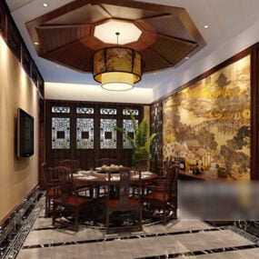Interior Dinding Latar Belakang Restoran V1 model 3d
