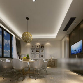 Modello 3d interno moderno e minimalista della sala da pranzo