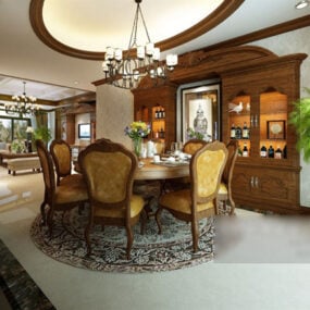 Western Classic Dinning Room Interior 3d model