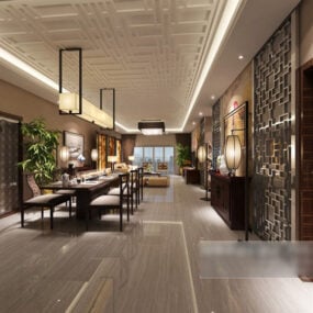 Modern Furniture Restaurant Decor Interior 3d model