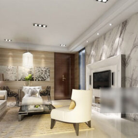Obývací pokoj Elegantní interiér židle 3D model