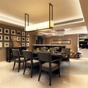 Modern Minimalist Dinning Room Interior V1 3d model