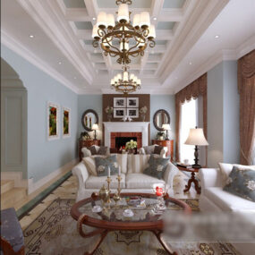 European Living Room Design Interior 3d model