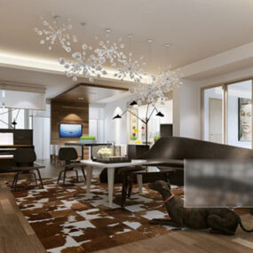 European Modern Style Living Room Interior 3d model