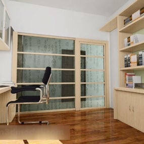 Modern Study Room Interior V4 3d model