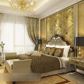 European Style Vintage Bedroom Interior 3d model