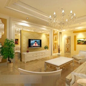 European Classic Living Room Interior V1 3d-modell