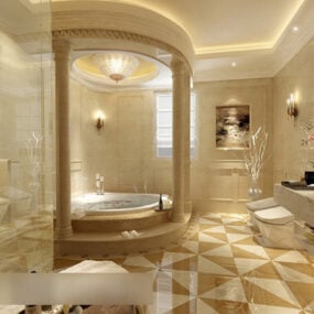 6д модель интерьера ванной комнаты в европейском стиле V3