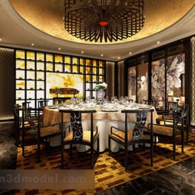 Chinese Vip Dinning Room Interior 3d model