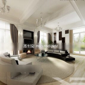 Vardagsrum Modern Villa Interiör 3d-modell