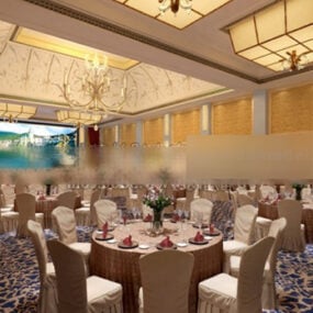 欧洲婚礼餐厅室内3d模型
