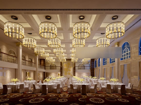 Luksusowe wnętrze restauracji weselnej