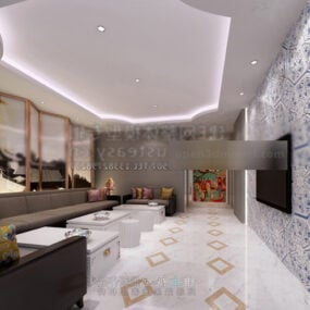White Style Hotel Hall Interior 3d model