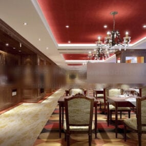 Red Ceiling Bar Club Interior 3d model