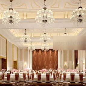 豪华婚礼餐厅室内装饰V1 3d模型