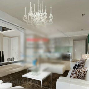 モダンなアパートのリビングルームのインテリア3Dモデル