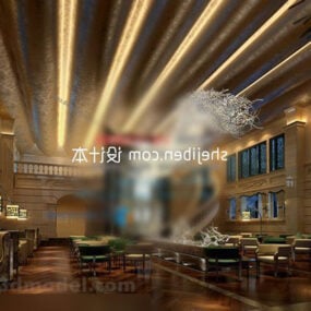 Modello 3d interno della decorazione del soffitto del ristorante