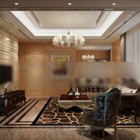 Western Design Living Room Interior 3d model