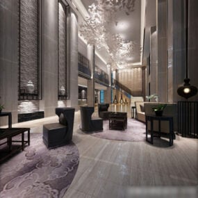 Hotel Corridor Takdekorasjon Interiør 3d-modell
