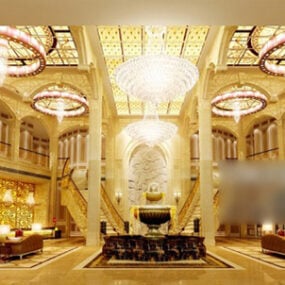 Hotel Hall Interior V1 3d-modell