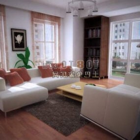 Apartment White Living Room Interior 3d model