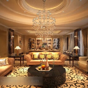 温馨风格欧式客厅室内3d模型