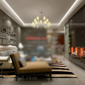 European Living Room Interior V39 3d-modell