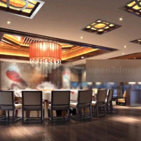 3D-Modell des Innenraums des Hotelrestaurants