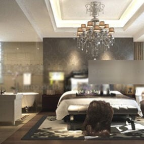 Hotel slaapkamer interieur V2 3D-model