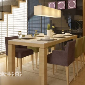 Modello 3d interno combinato tavolo e sedia