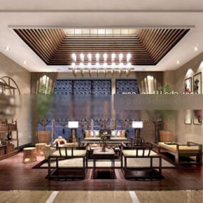Villa Living Room Ceiling Decor Interior 3d model