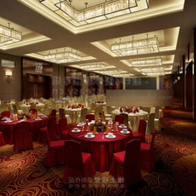 Western Large Restaurant Interior 3d model