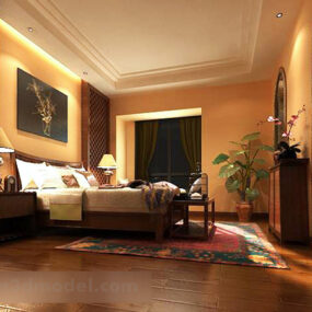 2д модель интерьера спальни в стиле Юго-Восточной Азии V3