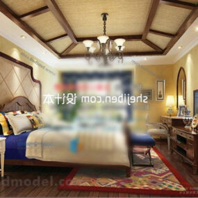 Mid Century Bedroom Interior 3d model