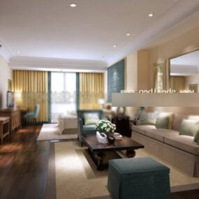 현대적인 스타일의 호텔 객실 인테리어 3d 모델