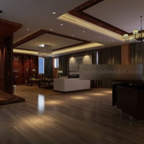 3д модель интерьера гостиной современной виллы