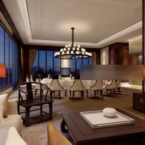 3d модель інтер'єру традиційних меблів ресторану готелю