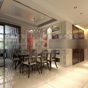 Moderni kodin ruokailuhuoneen sisätilojen 3D-malli